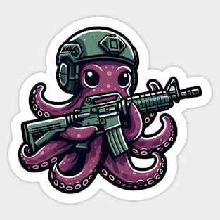 Tactical Octopus Adventure Tee: Where Intelligence Meets Style Sticker
